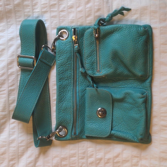 Roots Handbags - Roots Turquoise Genuine Leather Village Tribe Crossbody Bag